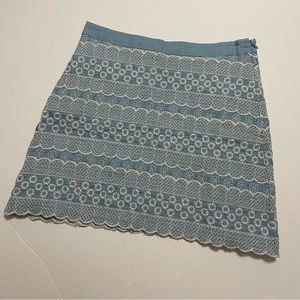Blue Eyelet Lace Skirt